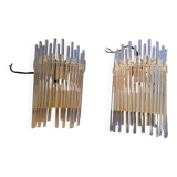 Paire d'Appliques avec pampilles de verre suspendues coloris Doré