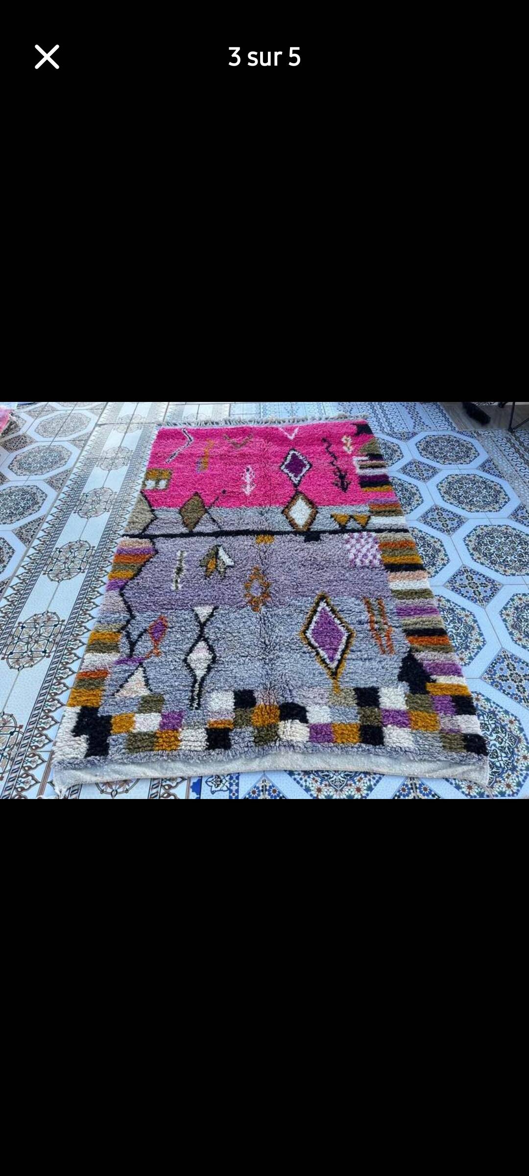 Berber rug in natural wool 160 x 260 cm