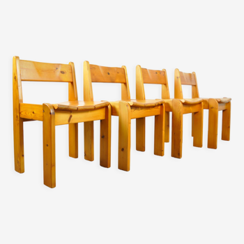 Chaises de salle à manger brutalistes en pin par Ate van Apeldoorn pour Houtwerk Hattem, Pays-Bas 1970