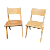 Paire de chaises scandinave pieds compas 1960