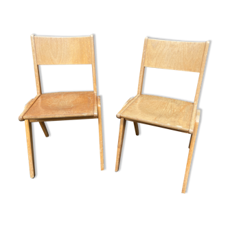 Paire de chaises scandinave pieds compas 1960