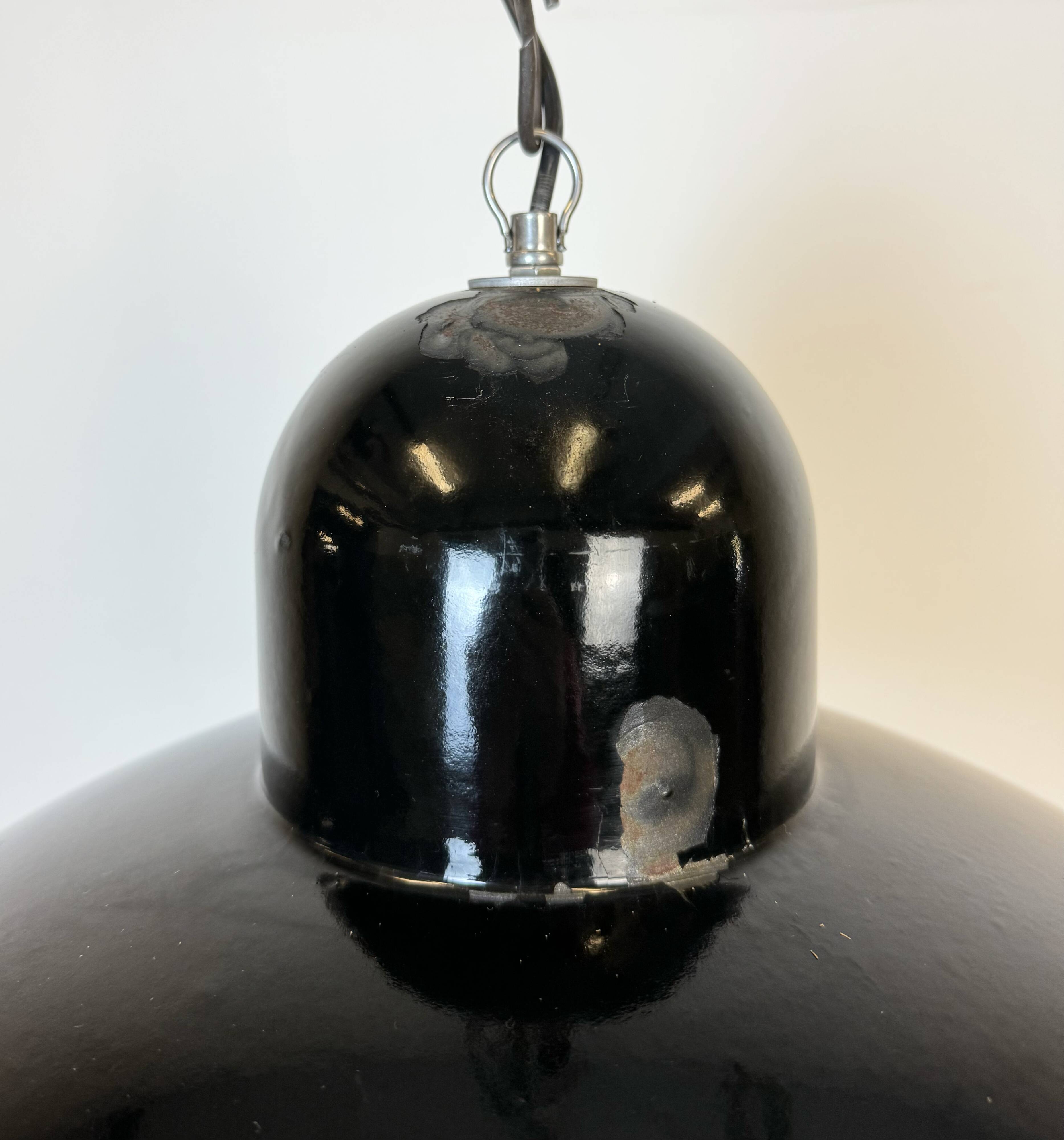 Industrial Black Enamel Factory Pendant Lamp, 1960s