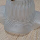 Abat-jour tulipe verre dépoli et laiton 50s