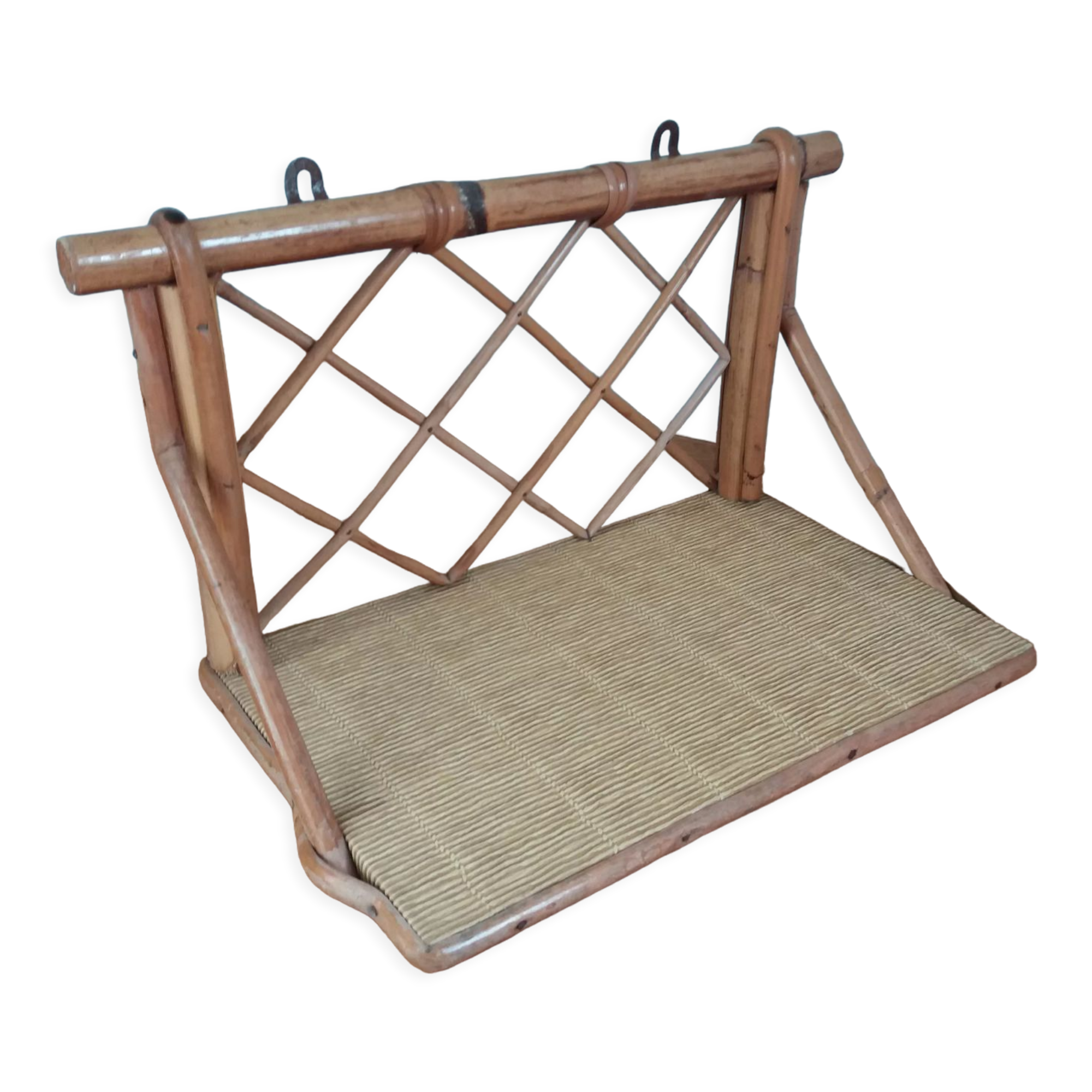 Rattan wicker wall shelf