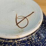 Large blue-brown glazed stoneware bowl signed, diameter 25cm