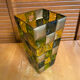 Vase ancien style Murano en verre polychrome motif damier peint à la main