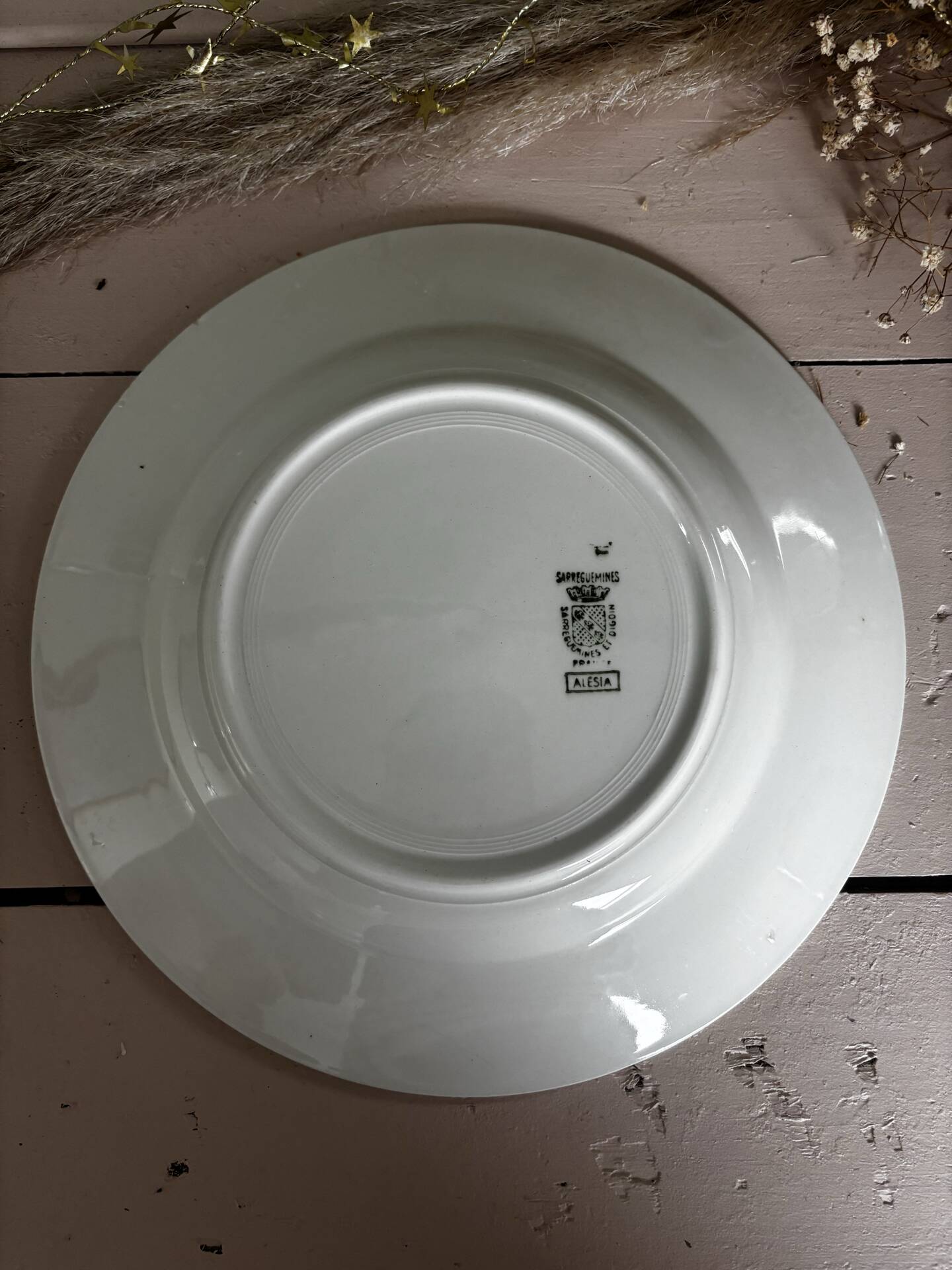 Old round serving dish Digoin Sarreguemines Alesia