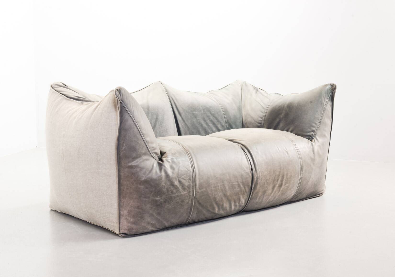 Mario Bellini 2-Seat Le Bambole Sofa for C&B Italia in Leather & Fabric 70s