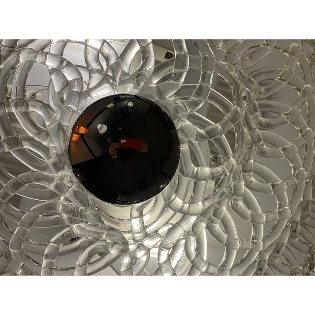 Contemporary transparent filigree flush mount in murano glass