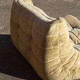 Canapé Togo 4 places en velours beige par Michel Ducaroy, Ligne Roset, 1973