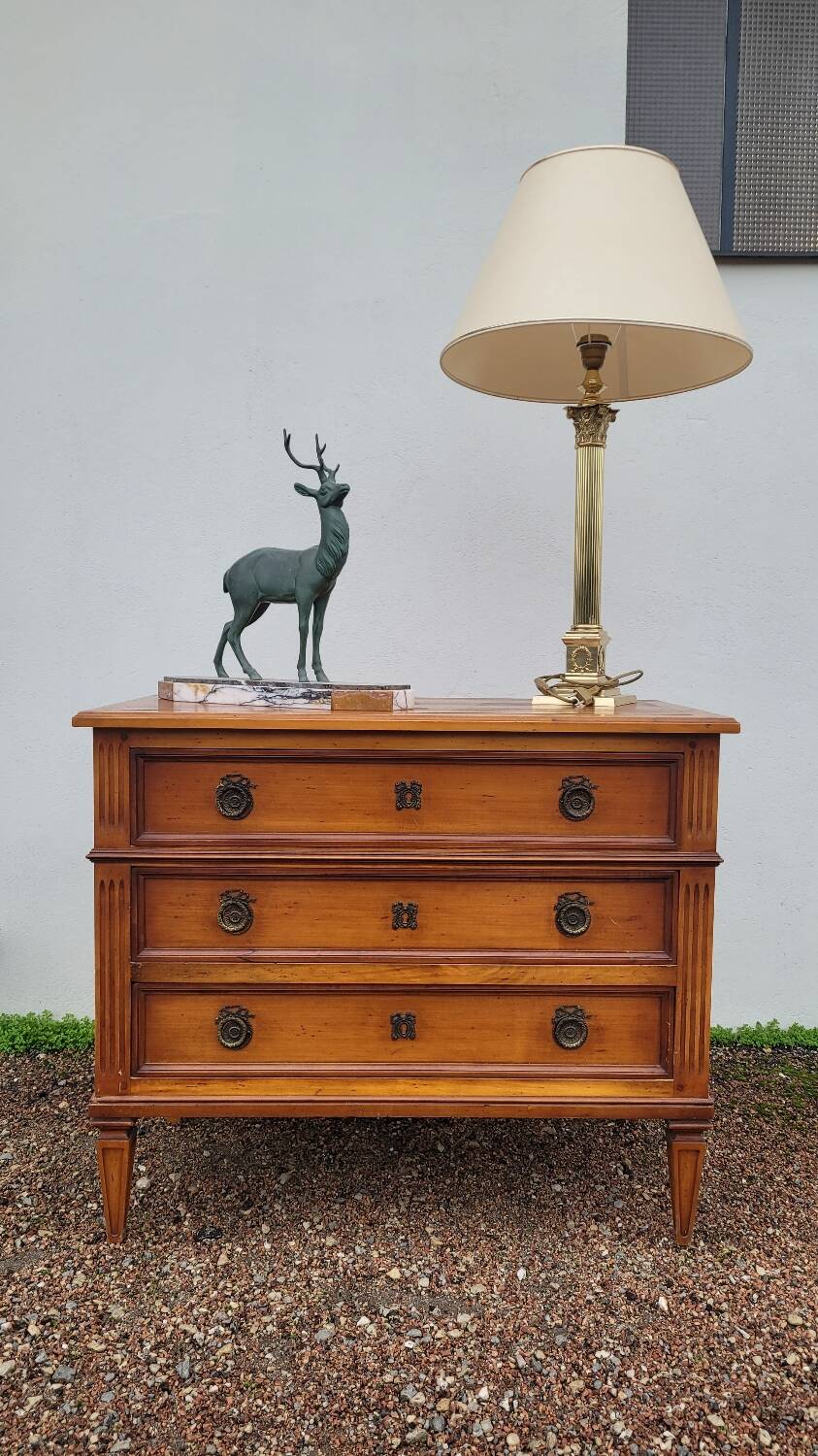 Louis xvi style chest of drawers in cherry wood 3 drawers