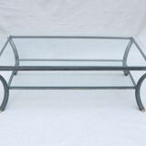 Vintage coffee table, metal and glass, Pierre Vandel