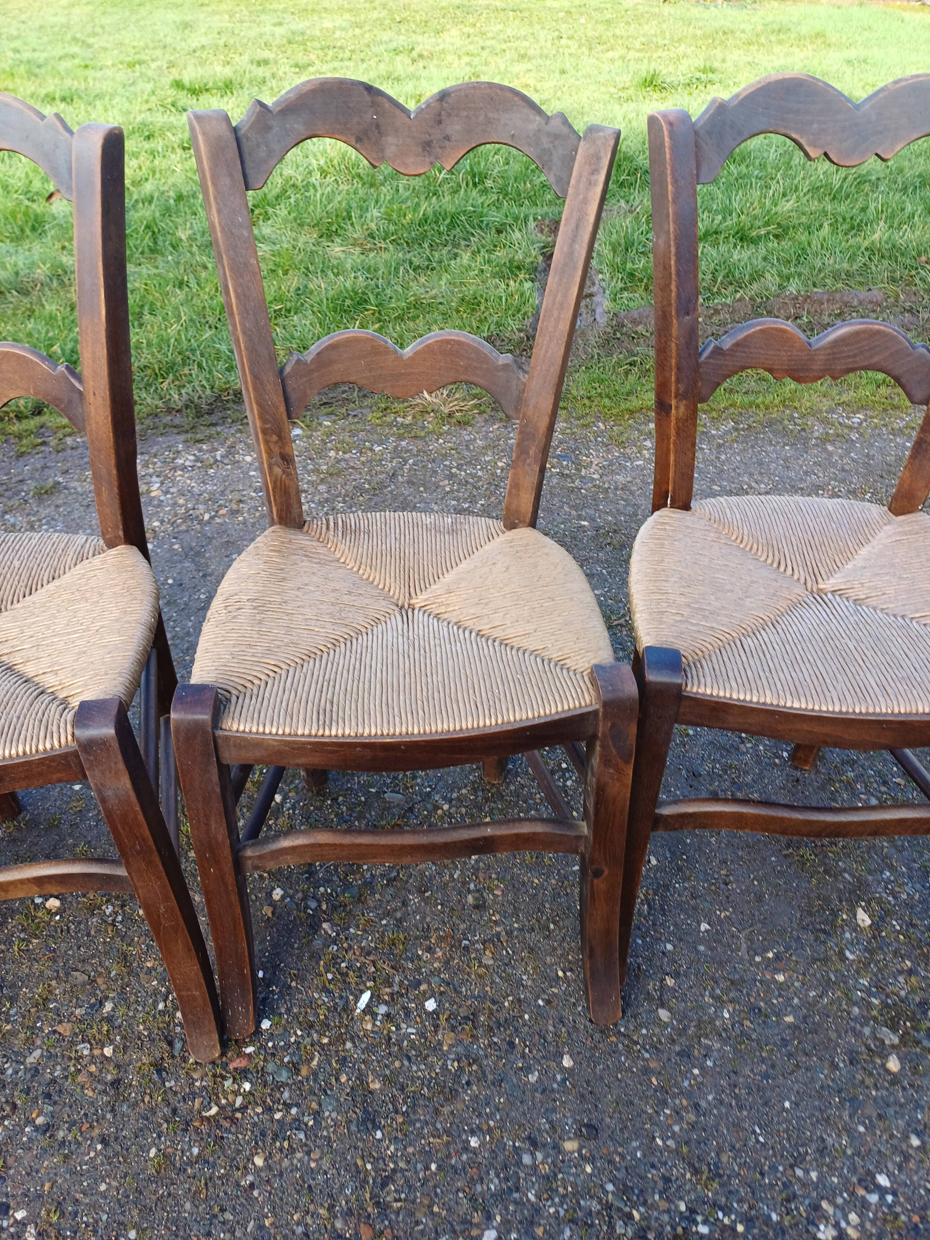 7 Old Straw Chairs