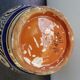 Old terracotta vase enameled painting vintage oriental style