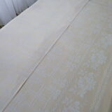 Vintage tablecloth in damask cotton champagne color