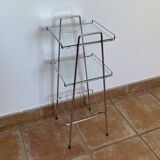Chrome and glass side table. 1970s. Space Age.