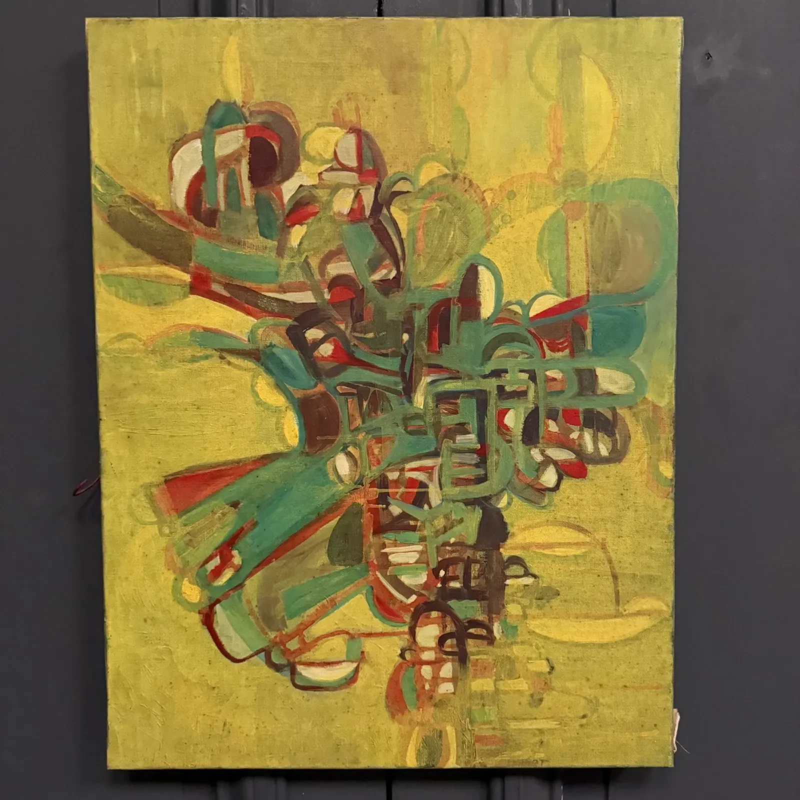 Oil on canvas modern composition by François de Chabot 1960-70