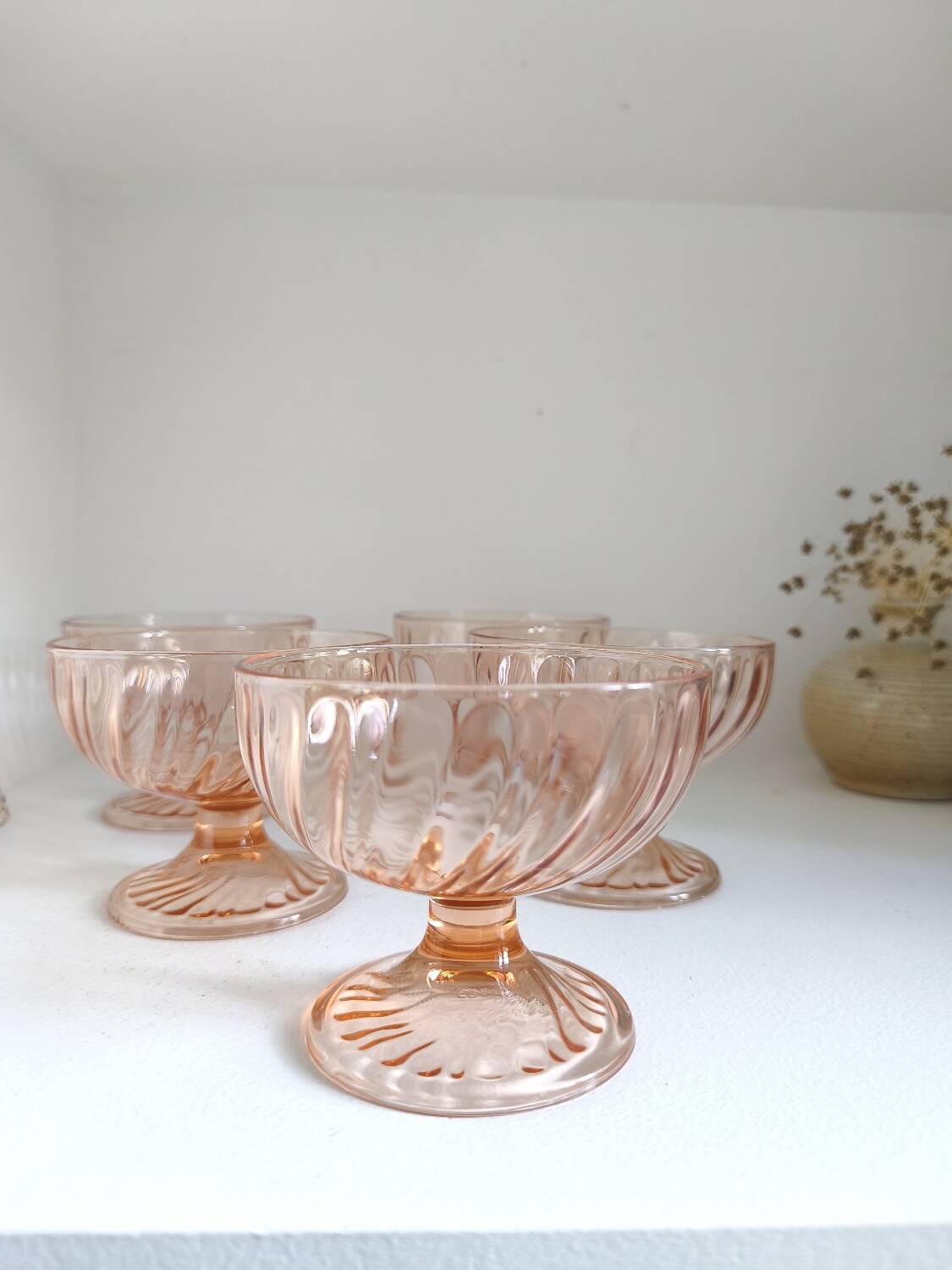 Pink glass cups