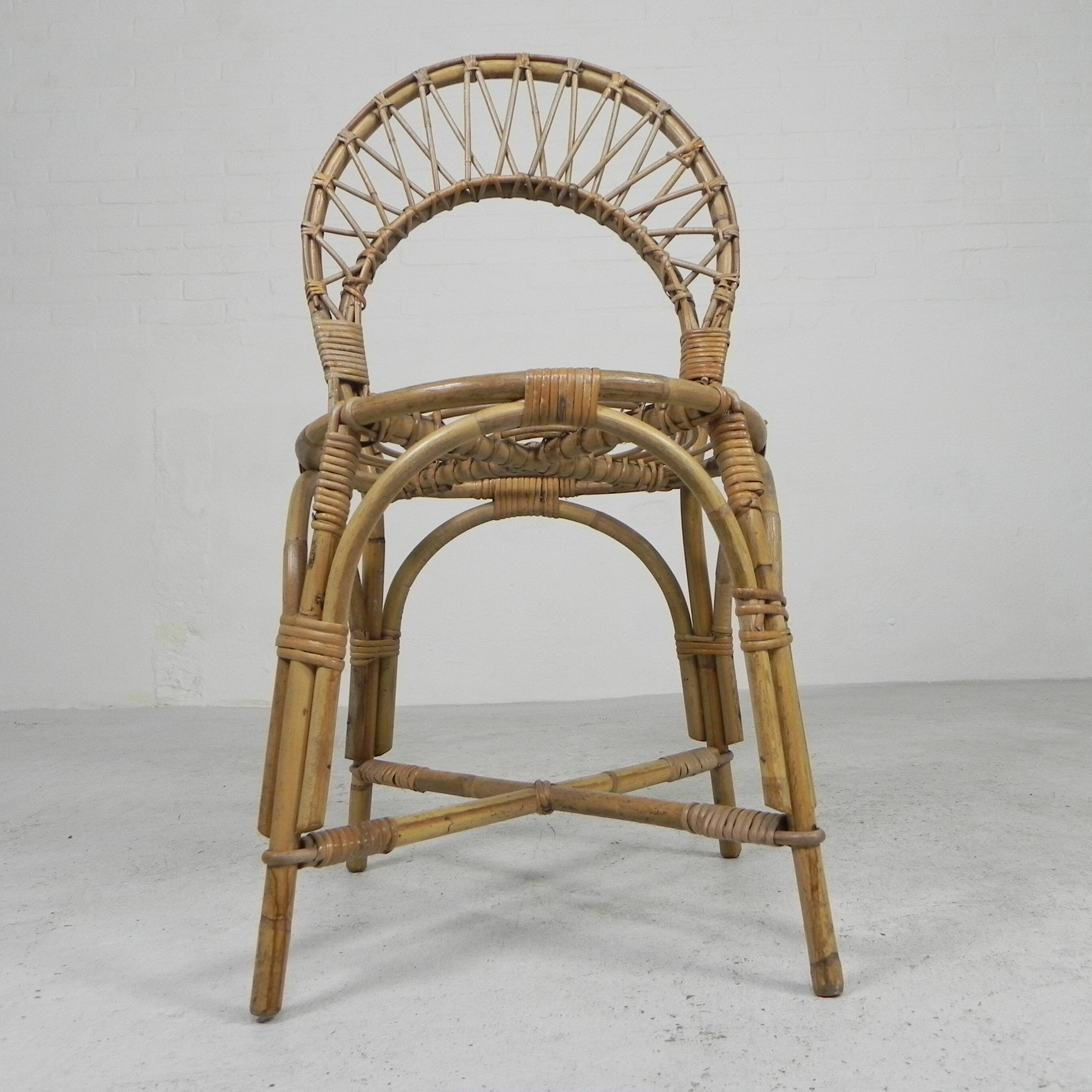 Bamboo chair, dining table chair, 1950s