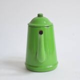 Small vintage green coffee maker in enameled sheet metal