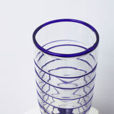 Vase en verre de Murano transparent et filet bleu
