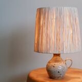 Sandstone lamp, raffia lampshade, 60s