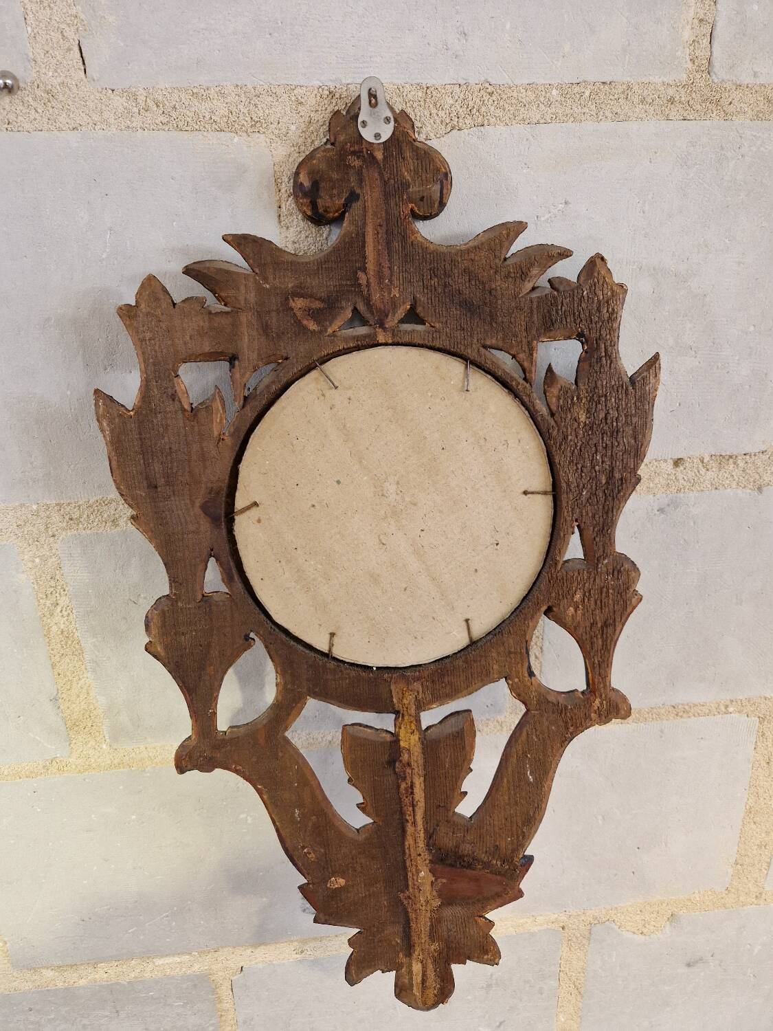 Antique Italian Polychrome Carved Wooden Mirror