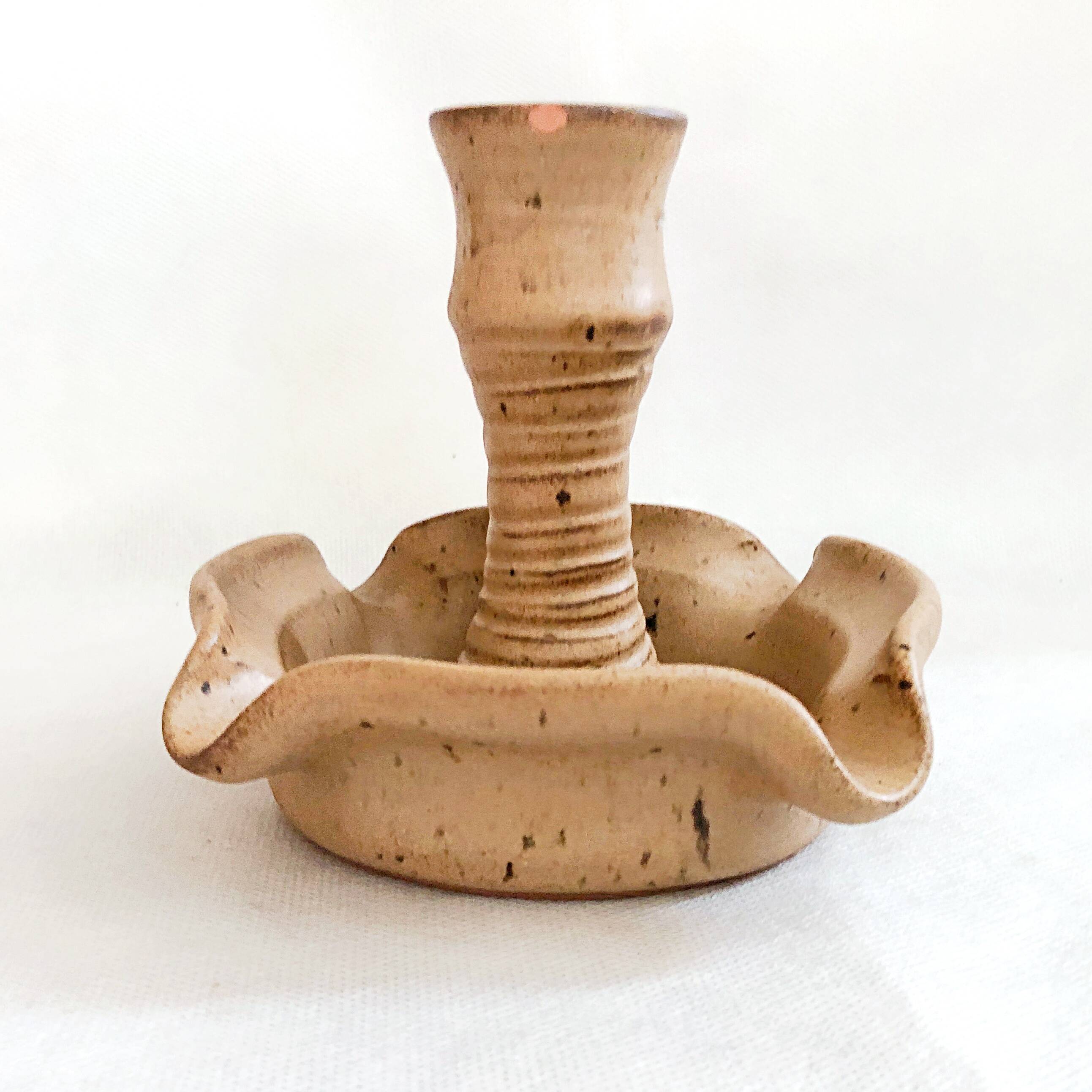 Large handmade Vallauris France ceramic ashtray candle holder