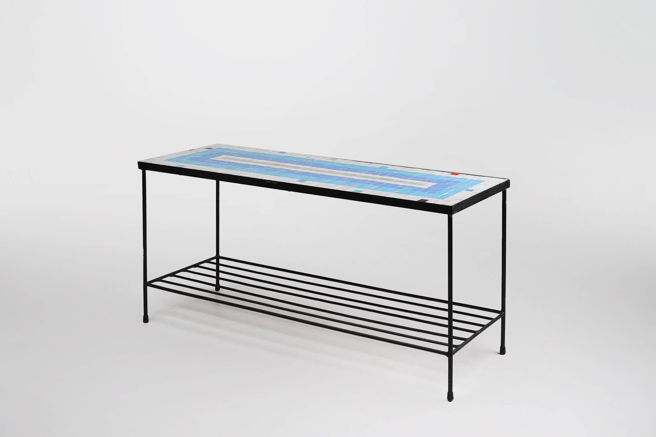 Mid-century mosaic coffee table with metal frame, France