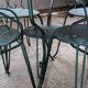 Old wrought iron garden furniture, 2 armchairs, 2 chairs and the table