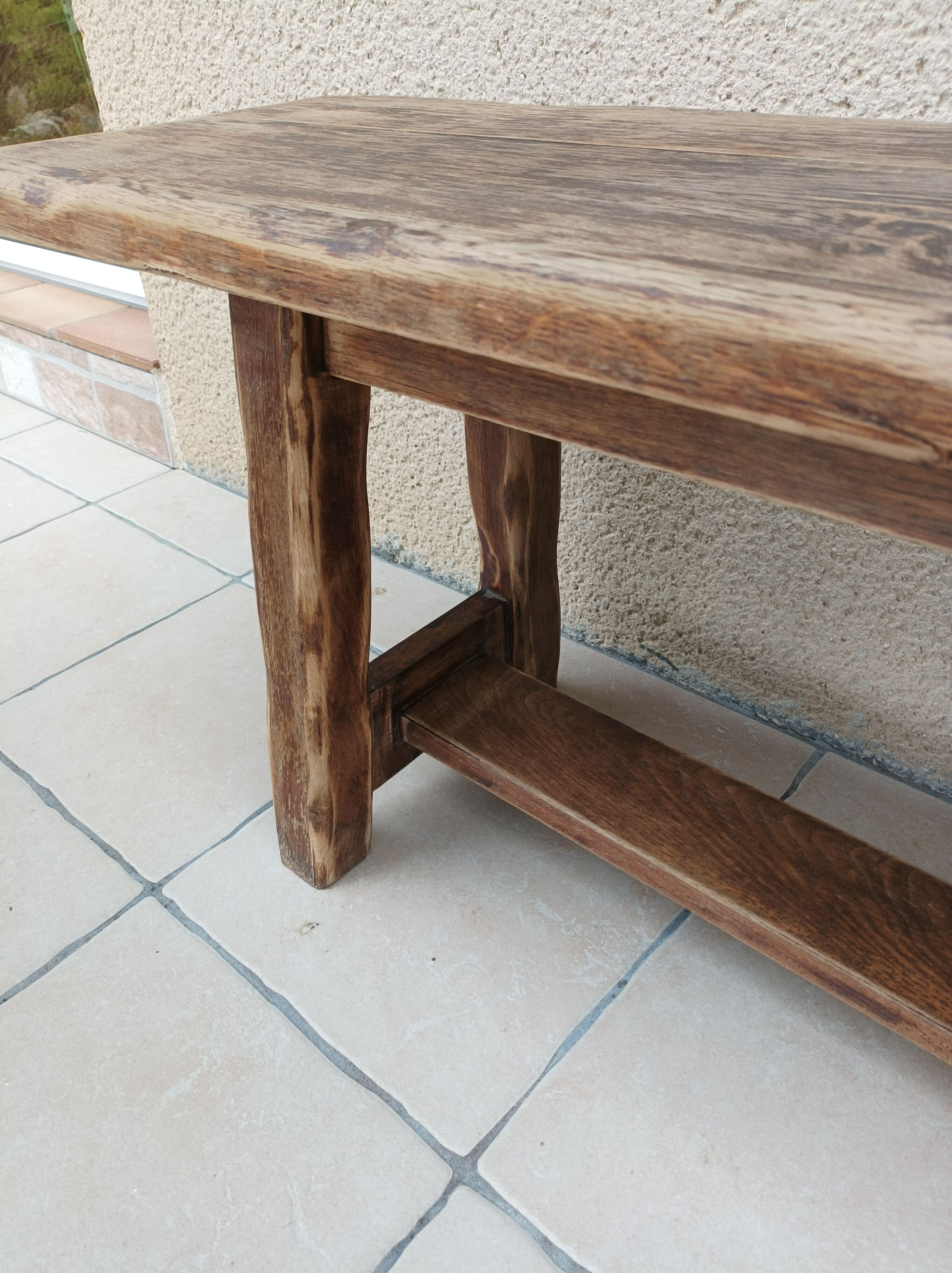 Solid oak farm bench