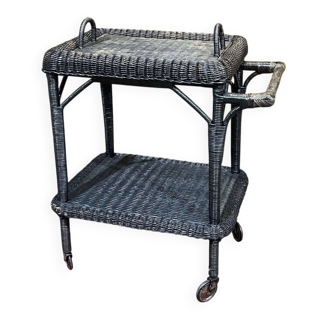 1970s rattan rolling dessert trolley