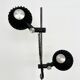 Two-spot floor lamp phase — brushed steel and matte black — 1970s