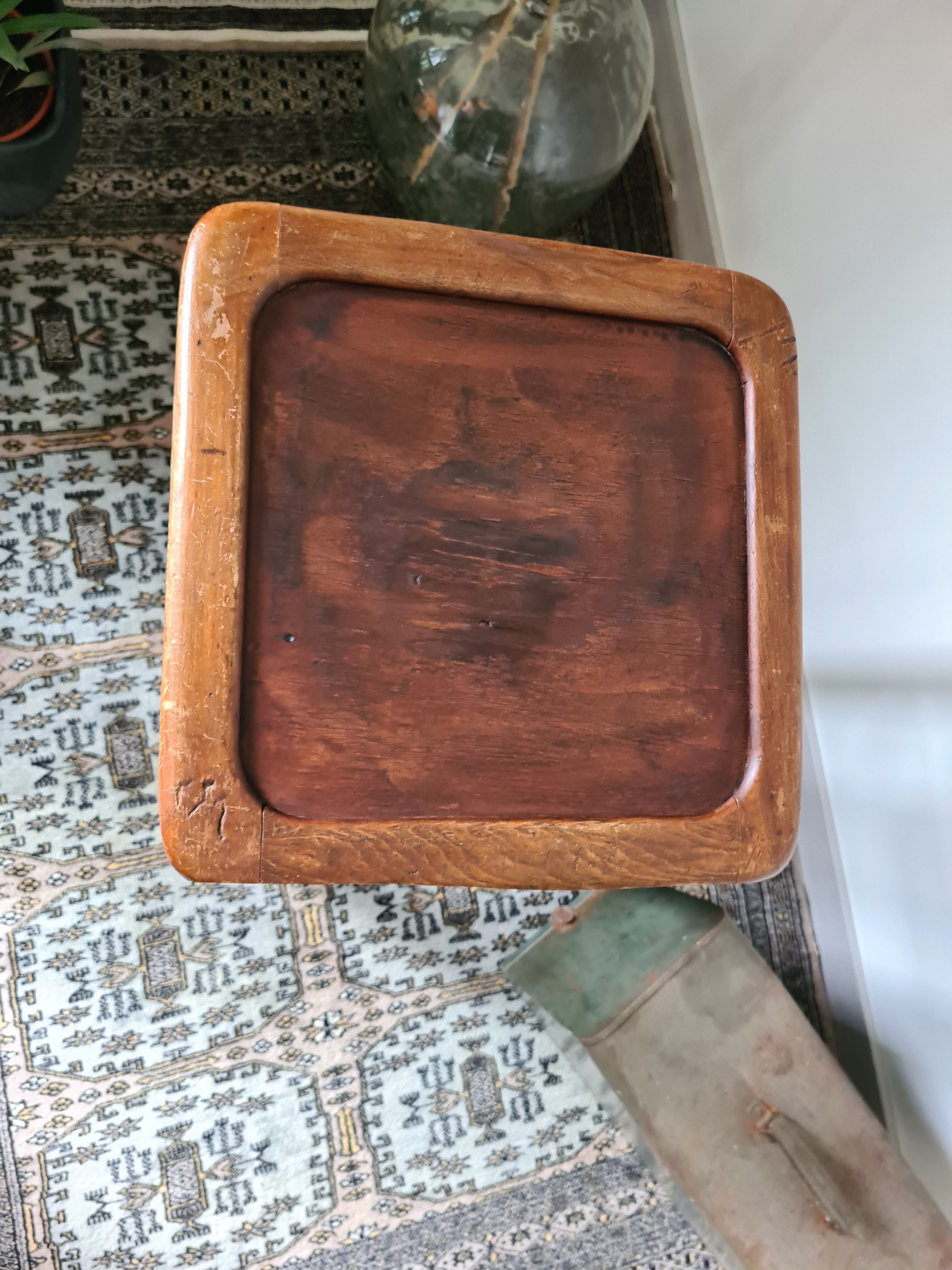 Vintage solid wood high stool