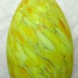 Tulipe ovoïde art déco à douille, verre jaune moucheté façon clichy, 3 dispo