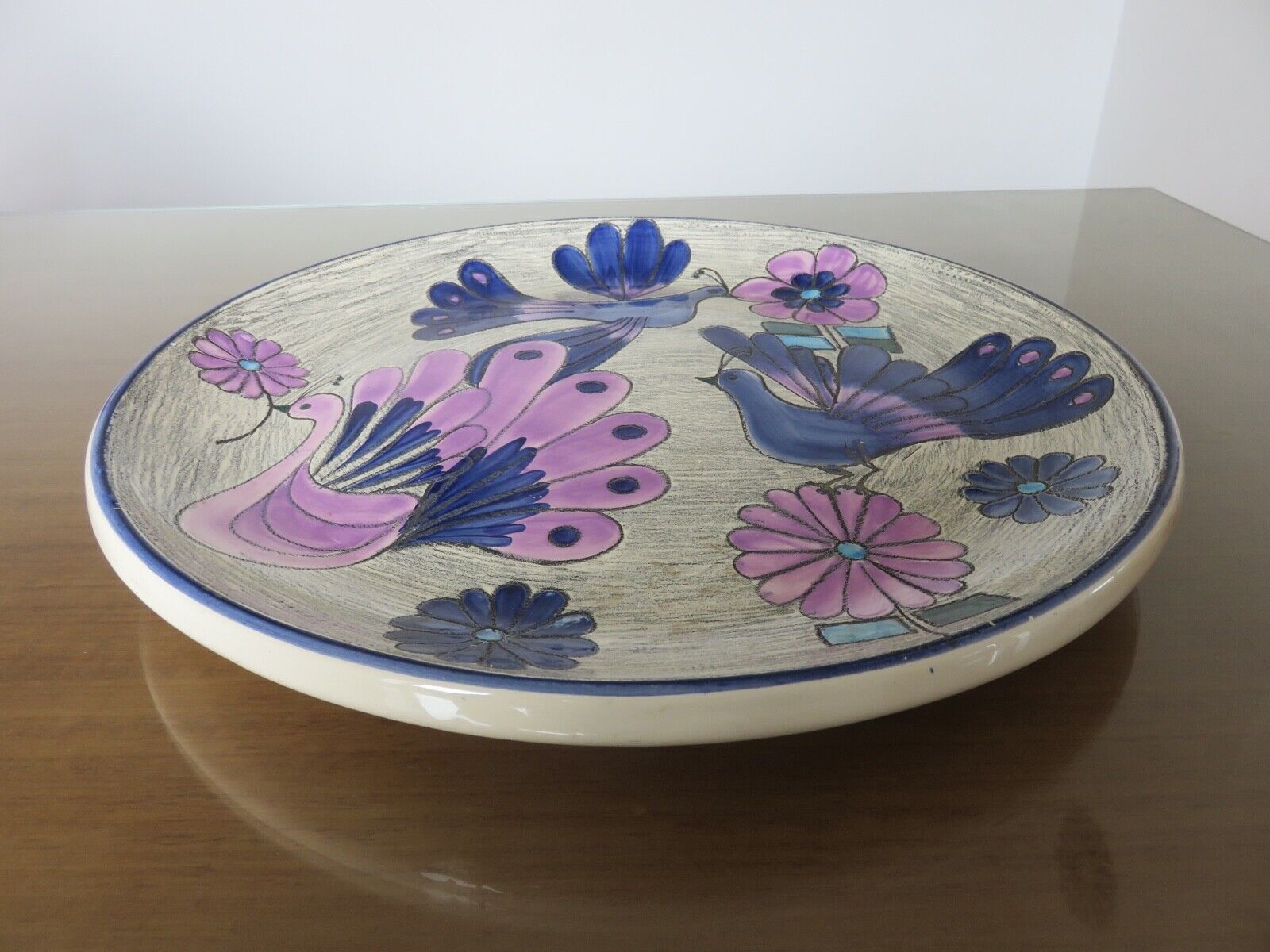 Ceramic decoration dish "peacock" Vega cuenca ecuador