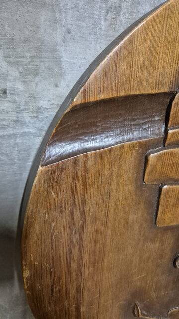 Vintage carved wooden wall plaque, sculptural relief, Czechoslovakia, mid-20th century, 47 cm