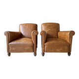 Pair of Club Armchairs in Imitation Leather