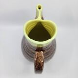 Pichet Pottery from Accolay in glazed ceramic, Brown and Yellow, France 1970.