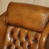 Captain's chair Chesterfield vintage leather with tufted wingback.