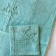 Old tablecloth and its 8 embroidered napkins "la malabar LS" - green - 150x170 cm - linen thread