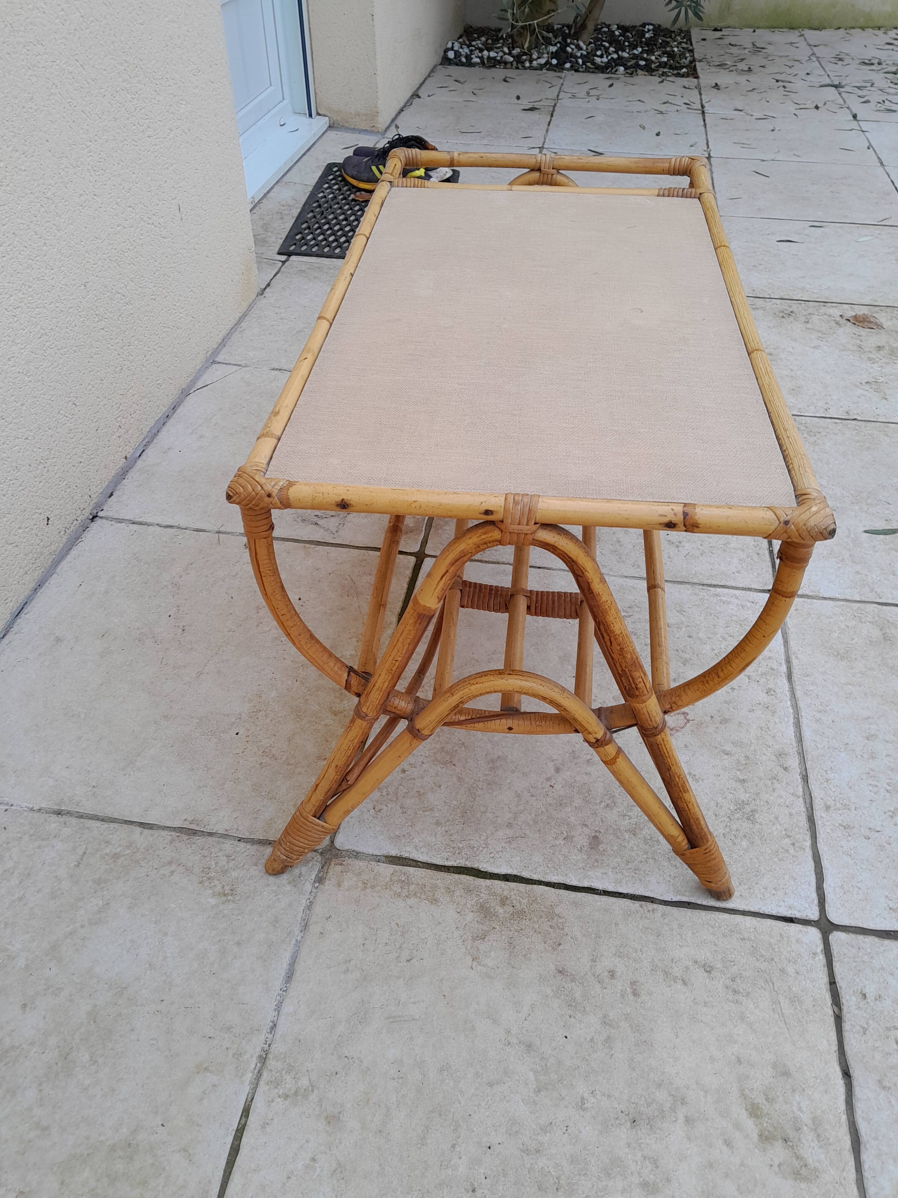 Vintage magazine holder rattan coffee table