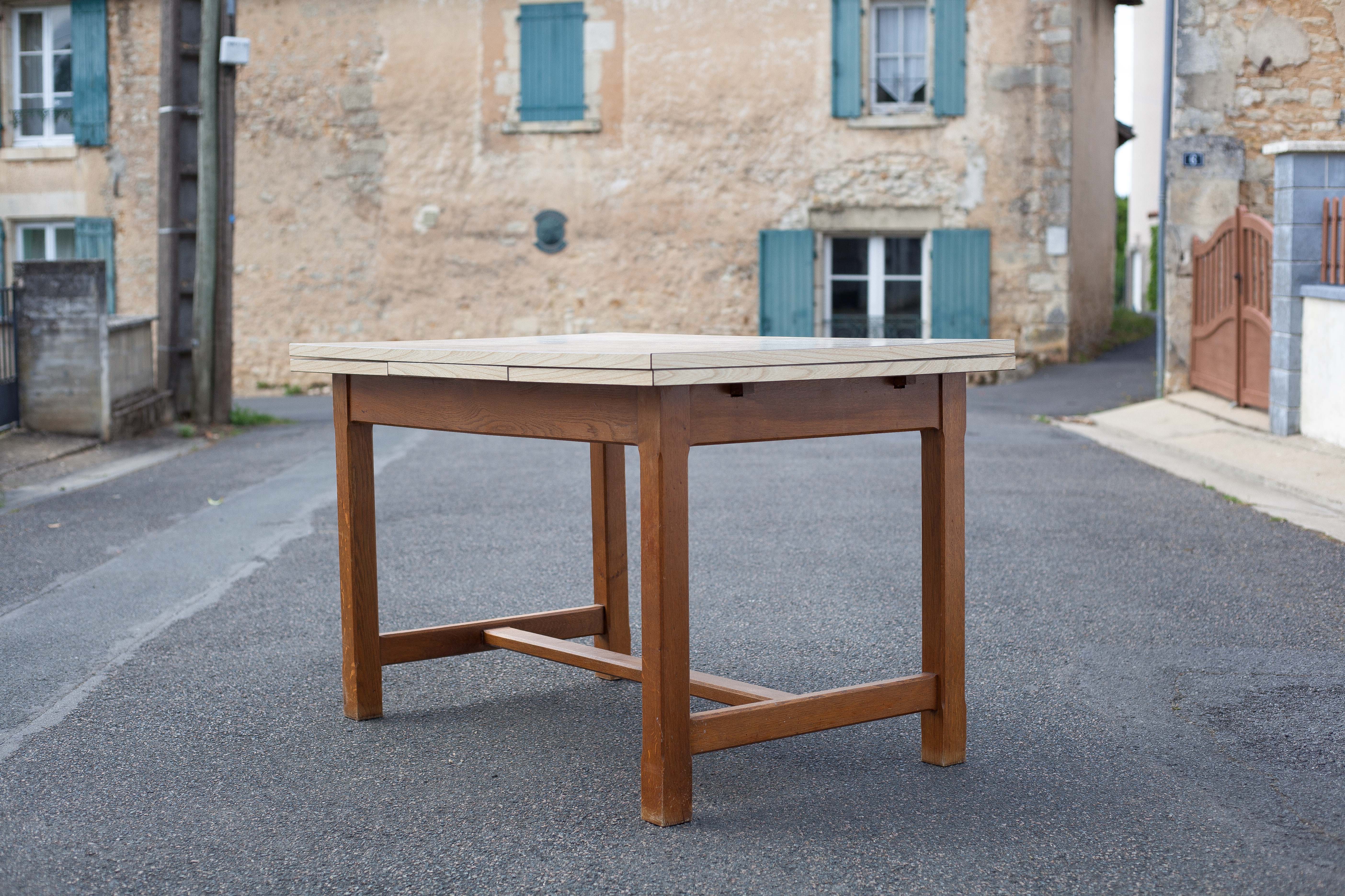 Wood and formica table with extensions