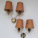 Pair of vintage 1950s double lampshade wall lights