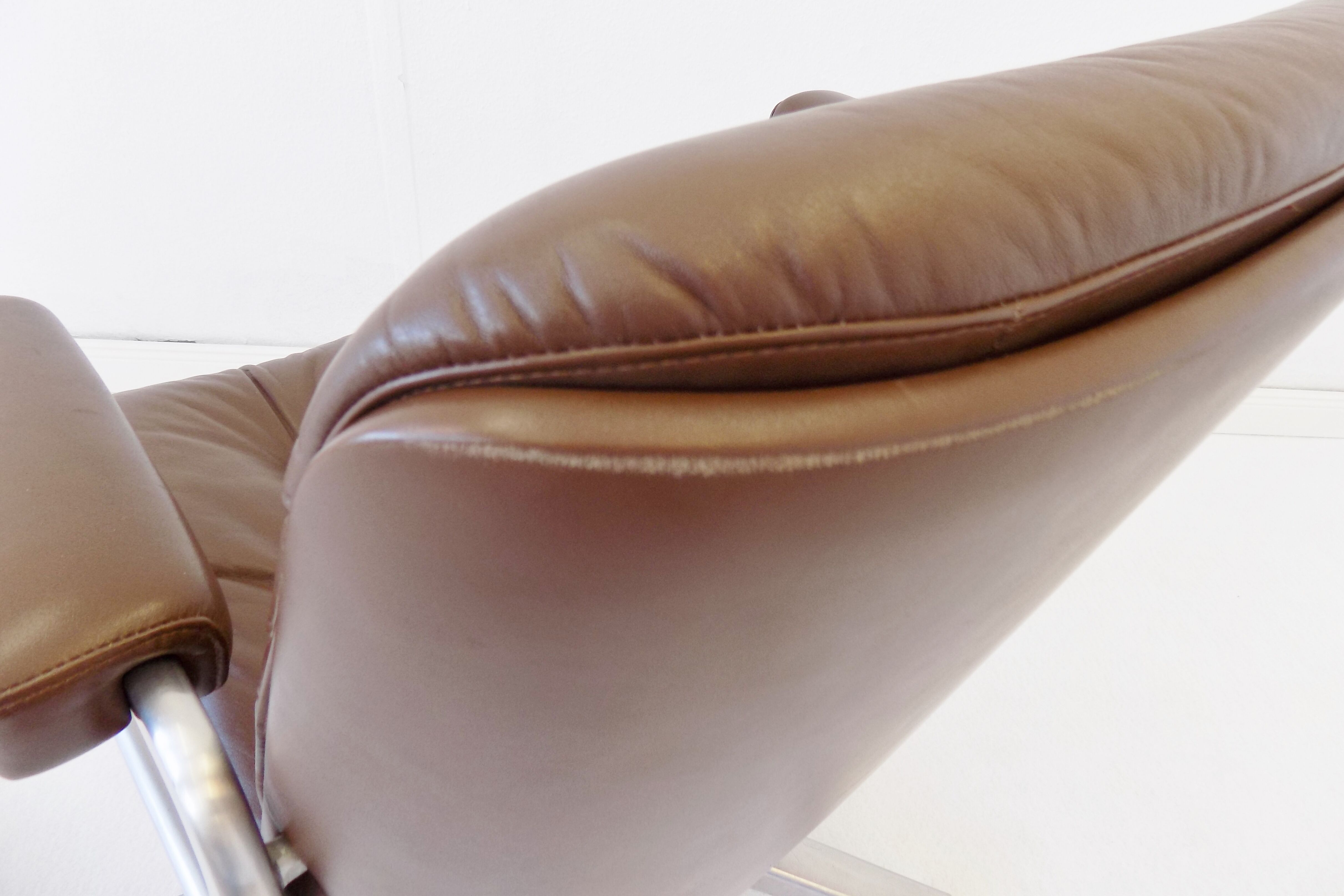 Martin Stoll brown leather office chair by Karl Dittert