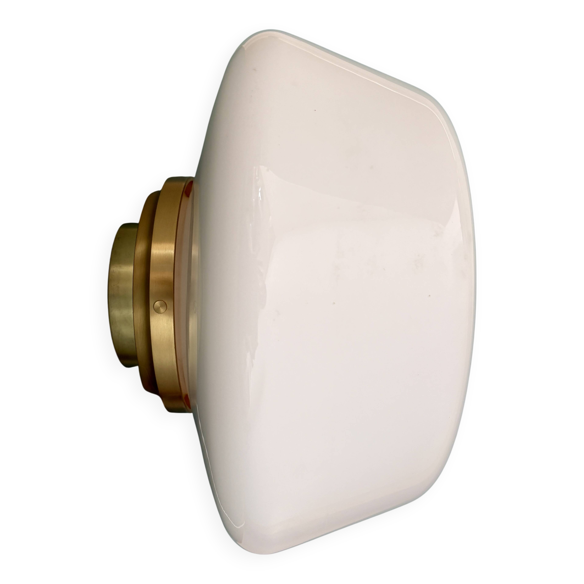 Vintage Mazda XXL globe wall or ceiling light in white opaline