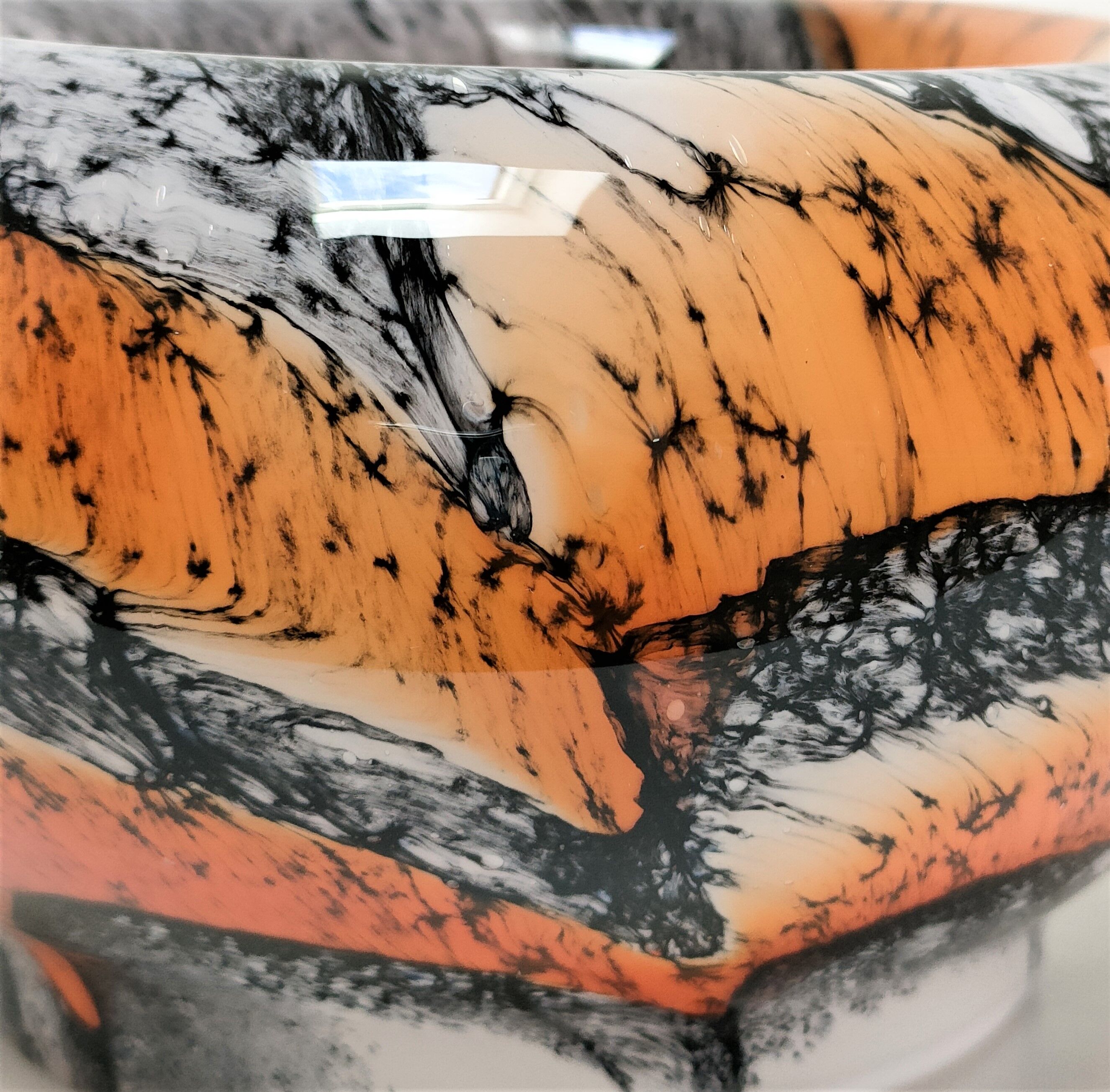 Empty pocket Carlo Moretti opaline glass orange and black design