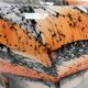 Vide poche Carlo Moretti verre opalin orange et noir design