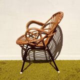 Pair of lounge rattan armchairs by D. Van Sliedregt / R. Noordwolde. Vintage