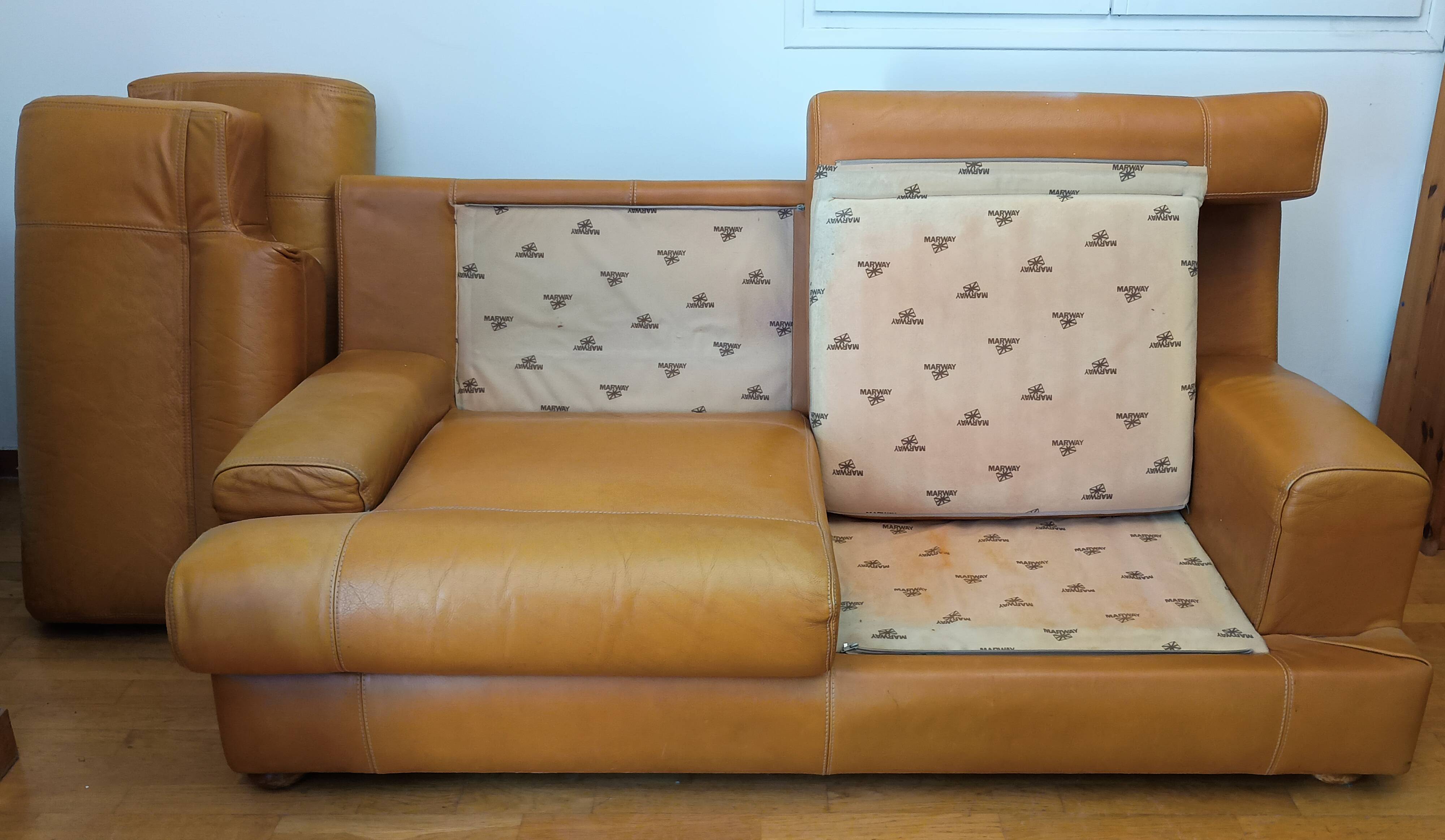 Camel leather sofa